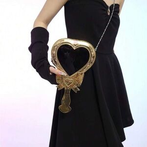 New Design Shiny Synthetic Stone Heart Fashionable Shoulder Bag